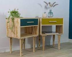 table de nuits table de nuits en bois table de nuits en bois etsy in 2020 night table recycled wood wood night table