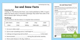 Did you know that each nation. Ice And Snow Facts Worksheet Worksheet