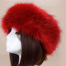 Women Russian Faux Fluffy Fox Fur Hat Head Ring Winter Spring Tick Warm Cap Head Warm Cap Fur Hat Faux Fur Hat