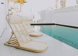 Handmade With Natural Rattan Ideal For Picnics Beach Days And Pool Lounging Reclinable Fol Folding Beach Chair Beach Chairs Portable Rattan Beach Chair