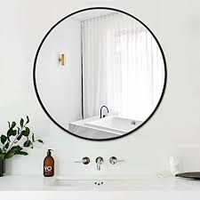 Faceted flush mount framed bathroom mirror offers the best in modern minimalist style ease of installation uncompromising quality and affordability. Amazon Com Pexfix Circle Wall Mirror 30 Inch Black Round Wall Mirror Aluminum Alloy Framed Large Round Mirror For Wall For Entryways Washrooms Living Rooms Kitchen Dining