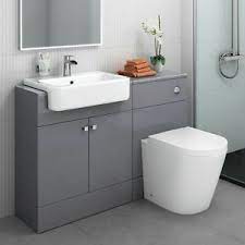 Combination furniture is a great choice for smaller bathrooms. Combined Square Gloss Grey Vanity Unit Toilet Sink 1167mm Bathroom Furniture Ebay