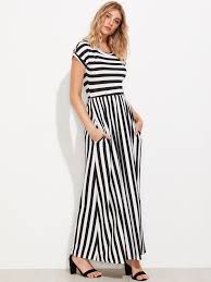 Contrast Striped Full Length Dress Striped Dress Summer Vacation Maxi Dress Maxi Dress