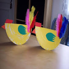 Peindre l'assiette et les empreintes. Fiches Activites Manuelles Decoration Poule En Assiette Carton Pour Enfants De 1 An S