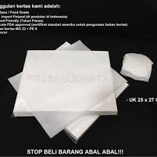 Kertas atau kertas untuk penaik adalah salah satu jenis kertas yang digunakan untuk membakar roti dan kuih. Jual Kertas Nasi Burger Kertas Minyak Uk 25x27 Cm Isi 100 Lbr Kab Tangerang Press Budgetku Tokopedia