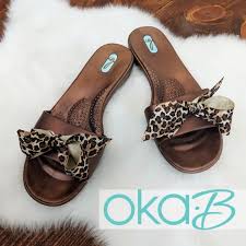 Oka B Madison Bronze Slides With Leopard Bow