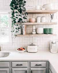 Natural Light Wood Floating Shelves Open Shelving In Kitchen White Subway Tile Prettyinthepines Floating Shelves Kitchen Kitchen Remodel Home Kitchens I spotted a couple tutorials on pinterest that got my attention, like ana white's floating shelves at yhl wood floating shelves open shelving