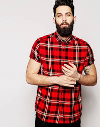 Try drive up, pick up, or same day delivery. Asos Brand Shirt In Short Sleeve With Red Plaid Check 38 Asos Lookastic
