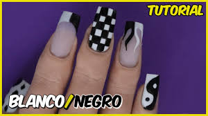 Uñas acrílicas decoradas y sencillas 2019 paso a paso uñas 2019 Como Decorar Tus Unas En Blanco Y Negro Disenos De Unas Monocromatico Youtube