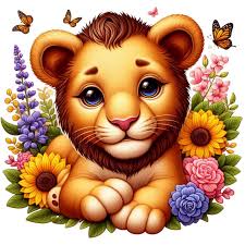 śliczny Lew-słonecznik Clipart