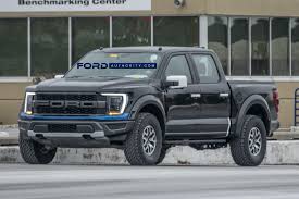 The headlights are square and prominent placed right on the front fascia.the vehicle will be also available in few exterior colors including shadow black. 2021 Ford F 150 Raptor Prototype Live Photo Gallery