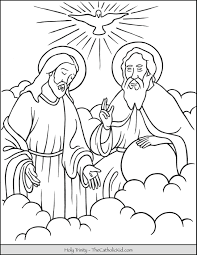 The father, son, and holy spirit. Holy Trinity Coloring Page Thecatholickid Com