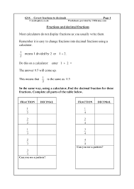 Some of the worksheets for this concept are decimal multiplication patterns, multiply the decimals, multiplying decimals word problems, decimals work, practice and homework name lesson. Convert Fractions To Decimals Fraction And Decimal Worksheets For Year 6 Age 10 11 By Urbrainy Com