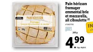 Offre Pain Herisson Fromager Emmental Brie Et Mozzarella Ail Ciboulette Chez Lidl