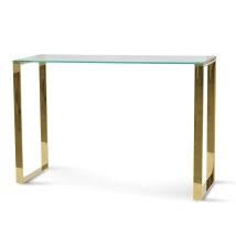 Freder Console Table Golden Shiny Steel Base Console Table Glass Console Table Console Table Hallway
