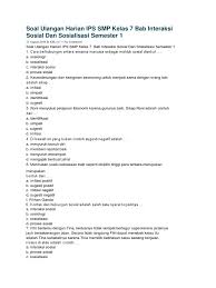 Check spelling or type a new query. Soal Ulangan Harian Ips Smp Kelas 7 Bab Interaksi Sosial Dan Sosialisasi Semester 1 Pdf