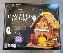 Benton S Chocolate Haunted House Cookie Kit Aldi Reviewer In 2020 Halloween Gingerbread House Cookie Kit Gingerbread House Kits