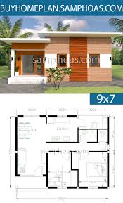 In a modern home plan, you'll typically find open floor plans, a lot of windows and vaulted ceilings somewhere in the space. House Plans 9x7m With 2 Bedrooms House Plans Free Downloads House Layout Plans Architectural Design House Plans Small Modern House Plans