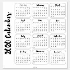 Elegant Black And White Mini 2020 Calendars Sticker Zazzle Com Calendar Stickers Mini Calendars Sticker Set