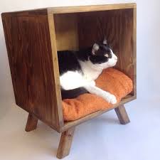 Mid Century Bedside Table Cat Table Cat Bed Scandinavian End Table Modern Cat Bed Cat Bed Midcentury Bedside Table