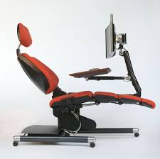 futuristic desk and chair station is fully adjustable for working while lying down futuristic desk futuristic chair ergonomic computer workstation