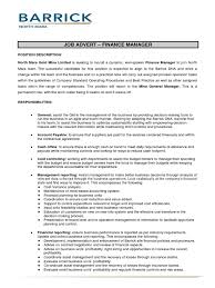 The finance manager is responsible and accountable for the management of financial reporting and compliance. Advert Finance Manager For North Mara Pdf Mining Budget