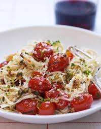 This dish looks like christmas to me! Capellini With Tomatoes And Basil Recipe From Ina Garten