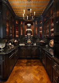 All That Dark Wood Really Sets Off The Glass Gothic Kitchen Victorian Interior Design Gothic House