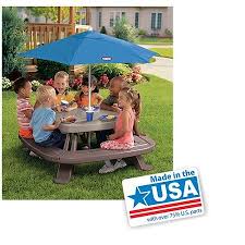 Little Tikes Fold N Store Picnic Table With Market Umbrella Walmart Com Picnic Table With Umbrella Market Umbrella Picnic Table