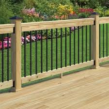 Pressure Treated 6 Ft Aluminum Southern Yellow Pine Rail Kit 177039 At The Home Depot Wood Deck Railing Decks Backyard Building A Deck
