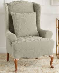 Sure Fit Stretch Jacquard Damask Slipcover Collection Reviews Slipcovers Home Decor Macy S Slipcovers For Chairs Wingback Chair Slipcovers Slipcovers
