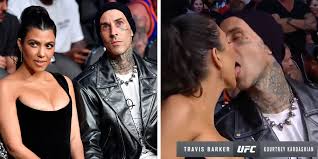 The blink 182 drummer is. Watch Kourtney Kardashian And Travis Barker French Kiss At Ufc Match
