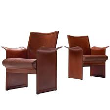 Tito Agnoli Pair Of Korium Chairs In Cognac Leather Outdoor Chaise Lounge Chair Leather Chair Chair
