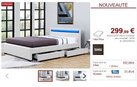 lit simili alois a leds avec rangements 140x190cm blanc pas cher lit 2 places vente unique promotion vente unique top vente unique ventes pas cher com lit 2 places tete de lit matelassee lit