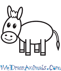Real fun of drawing animals is actually drawing them and i show you how. How To Draw A Simple Donkey For Kids