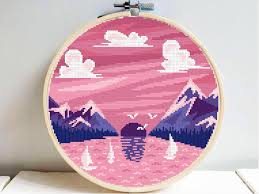 Some simply don't want to be bothered by following the details of a counted. Pink Sea Sunset Landscape Modern Cross Stitch Pattern Easy Etsy Cross Stitch Embroidery Cross Stitch Patterns Cross Stitch Charts