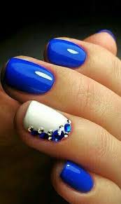 Cobalt Blue And White Nails Blue Wedding Nails Blue Nail Designs Trendy Nails