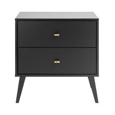 Shamar Mid Century Modern 2 Drawer Nightstand Color Black In 2020 2 Drawer Nightstand Nightstand Drawer Nightstand