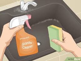 I had black galaxy granite countertops installed in my wet bar. 3 Ways To Clean A Granite Sink Wikihow