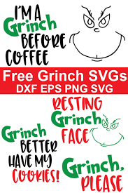 Free Grinch Svgs Resting Grinch Face Svg And So Many More