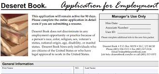 Deseret Book Job Application Printable Employment Pdf Forms