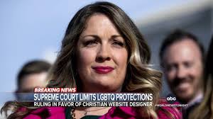 Terry Moran reports from the Supreme Court where the Justices curtailed the  rights of LGBTQ+ Americans. In a 6-3 decision, the Court ruled that some  businesses can deny service to Americans