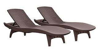 Keter 2 Pack All Weather Adjustable Outdoor Patio Chaise Lounge Furniture Brown Keter Htt Lounge Chair Outdoor Outdoor Patio Chaise Lounge Patio Lounge Chairs