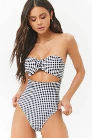 Product Name Gingham Strapless One Piece Swimsuit Category Swimwear One Piece Price 24 9 Trendy Bathing Suits Bathing Suit Styles Swimwear