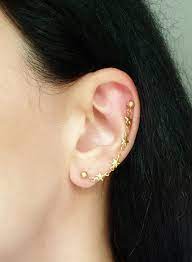 Star Chain Helix Earring Helix To Lobe Earring Statement Earrings Gold Cartilage Earring Gift For Her Star Jewelry Double Ear Piercing Etsy Jewelry Helix Earrings Jewelry