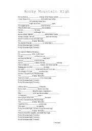 Mike taylor, john denver lyrics powered by www.musixmatch.com. English Worksheets John Denver Rocky Mountain High