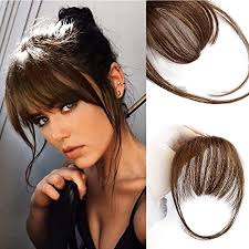 For example, they can hide your forehead wrinkles, while adding your hair extra style. Amazon Com Aisi Queens Clip In Bangs 100 Human Hair Extensions Reddish Brown Clip On Fringe Bangs With Nice Net Natural Flat Neat Bangs With Temples For Women One Piece Hairpiece Air