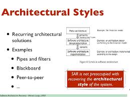Software Architecture Recovery The 5 Questions You Always Asked Your ● to introduce three complementary architectural styles covering organisation, decomposition and control.