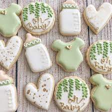 Greenery Baby Shower Sugar Cookies Mini Cookies Decorated Etsy Baby Shower Cookies Neutral Simple Baby Shower Baby Shower Cookies