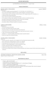 gameplay programmer resume sample